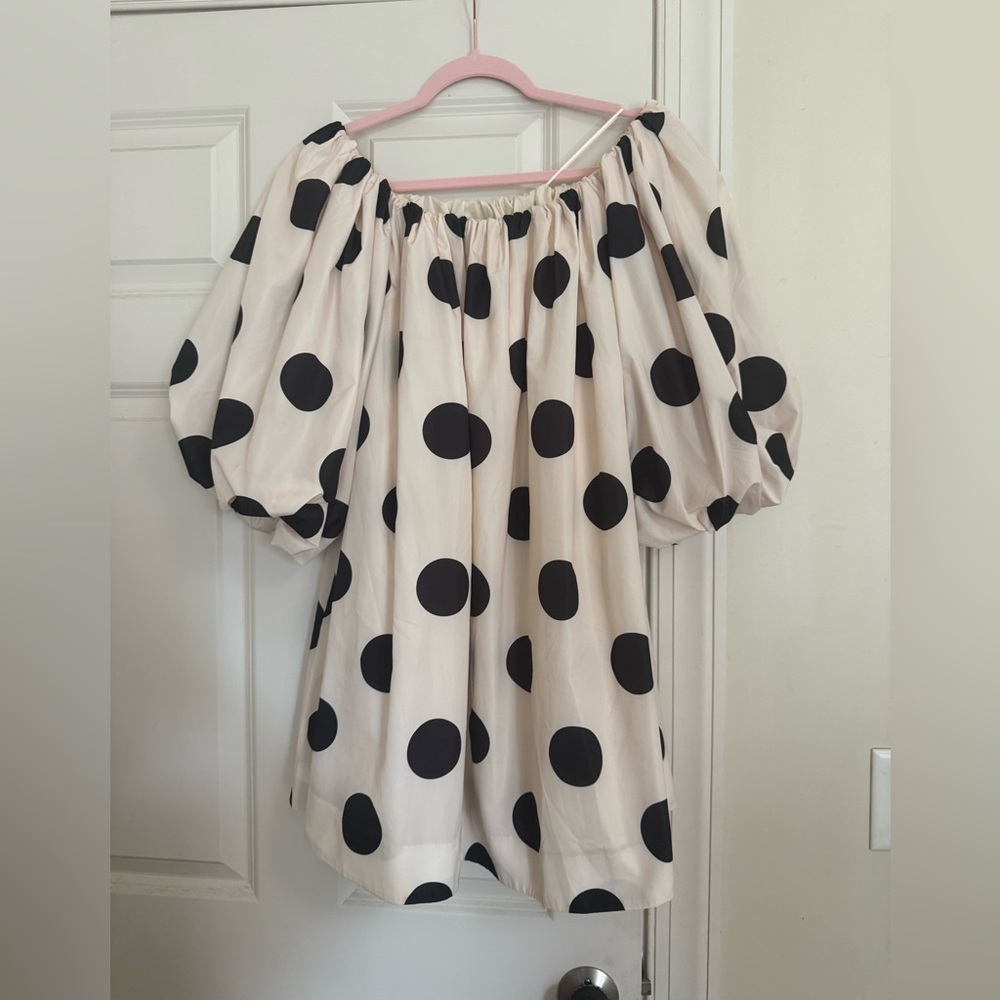 Anthropologie Mare polka dot off the shoulder dress